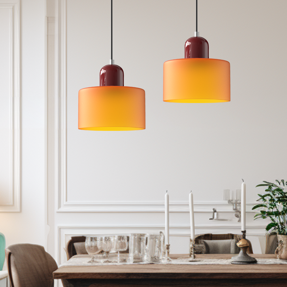 Kitchen Pendant Light Fixtures with Two-Tier Frosted Glass Shade and Modern Mid-Century Design - Image 2