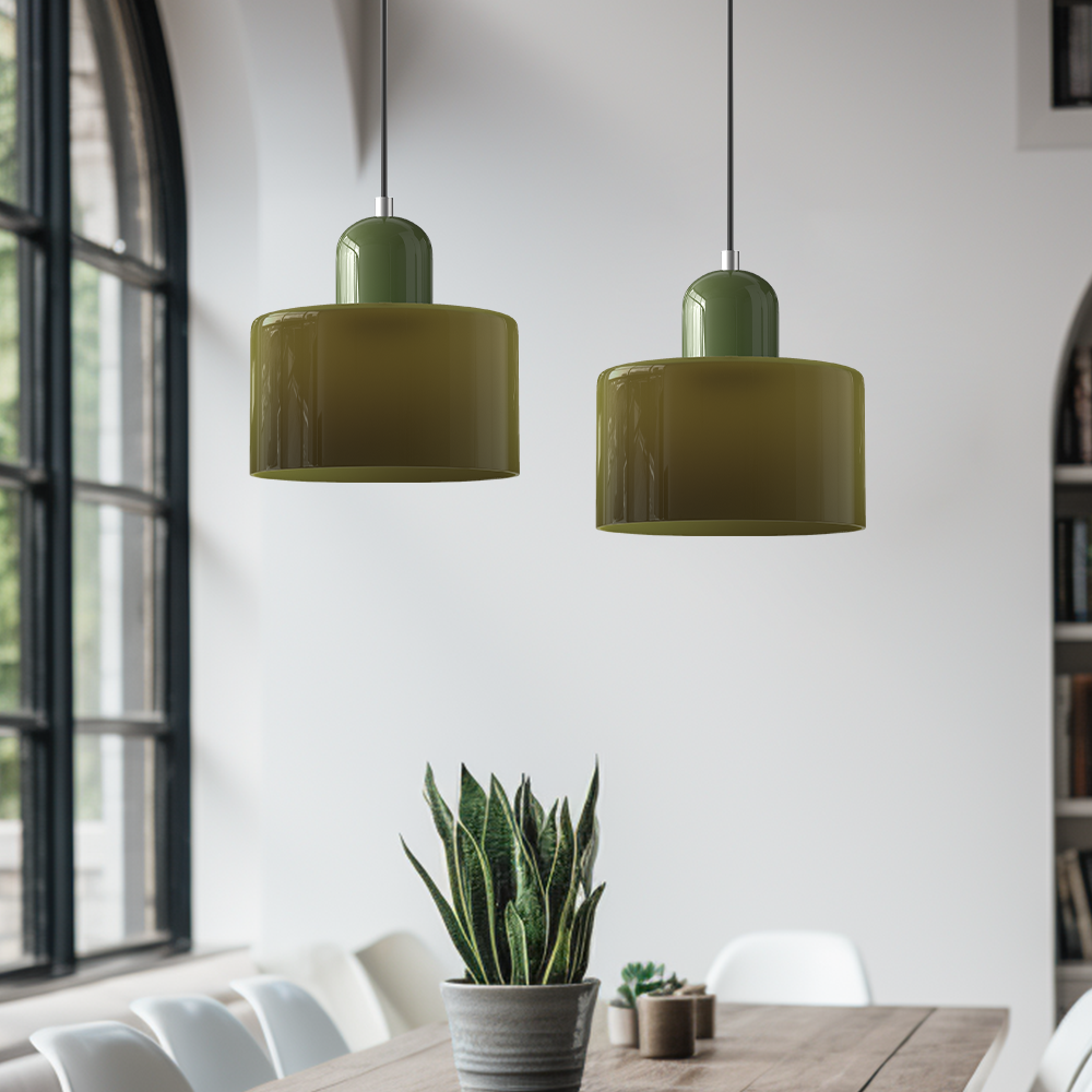Kitchen Pendant Light Fixtures with Two-Tier Frosted Glass Shade and Modern Mid-Century Design - Image 3