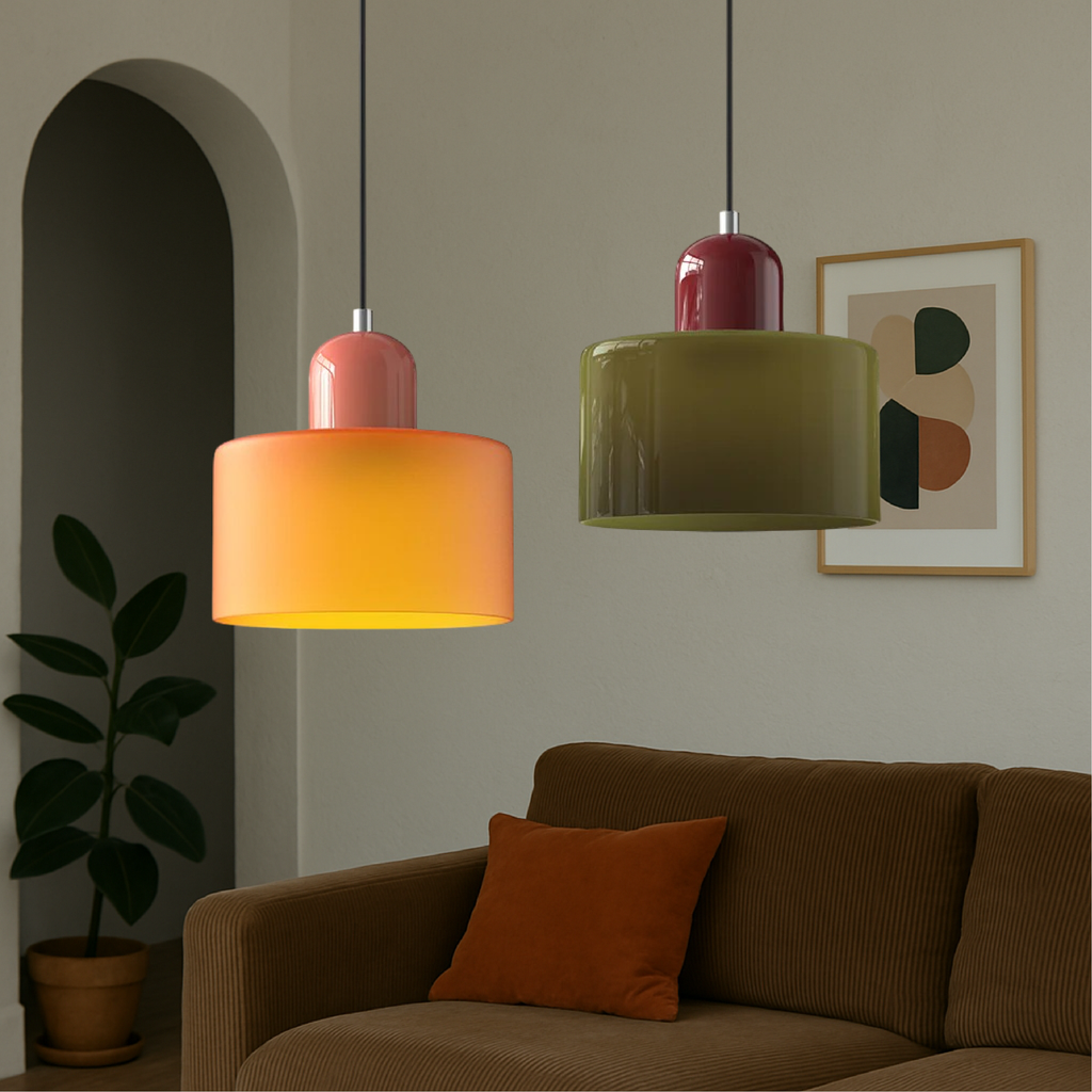 Kitchen Pendant Light Fixtures with Two-Tier Frosted Glass Shade and Modern Mid-Century Design - Image 4