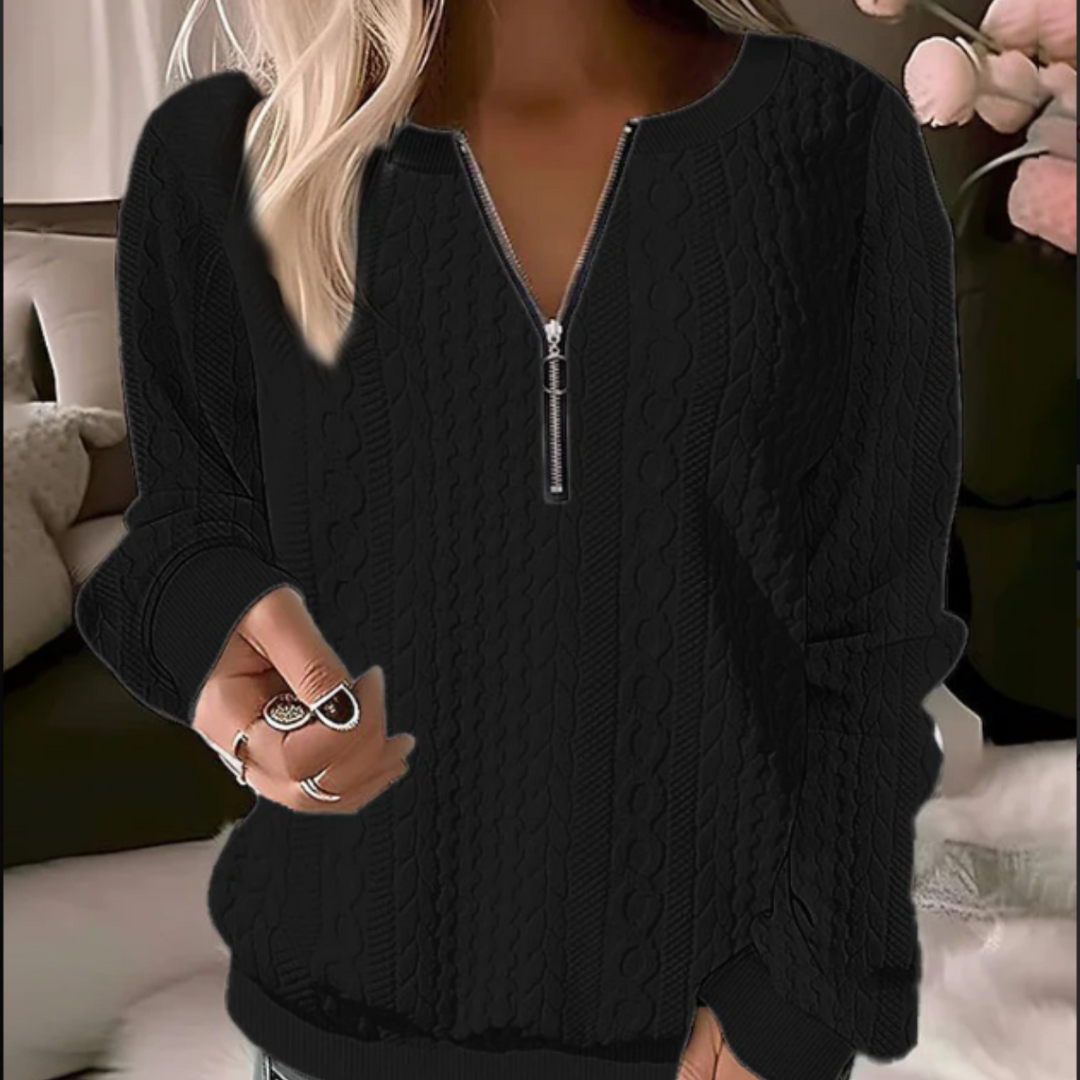 Women's Cable Knit Half Zip Jumper