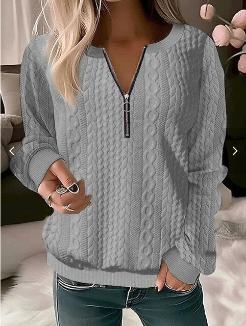 Women's Cable Knit Half Zip Jumper