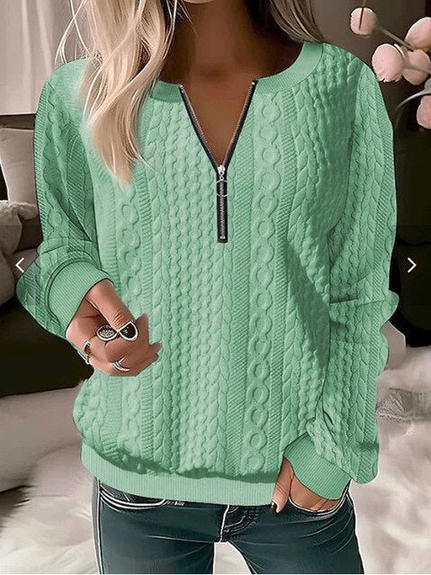Women's Cable Knit Half Zip Jumper