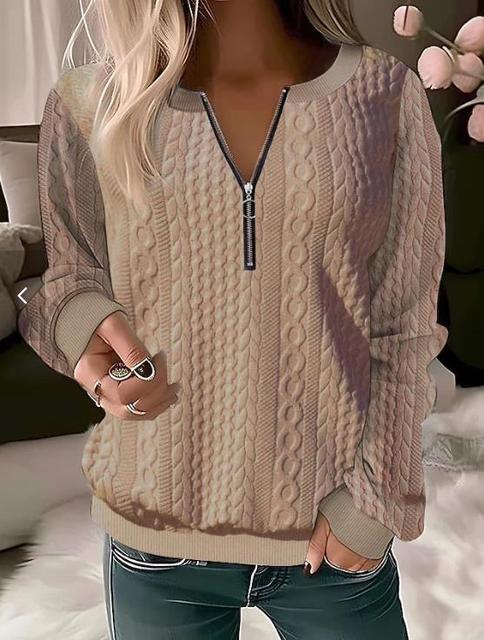 Women's Cable Knit Half Zip Jumper