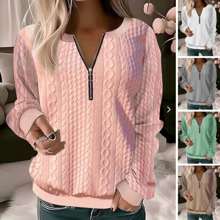 Women's Cable Knit Half Zip Jumper