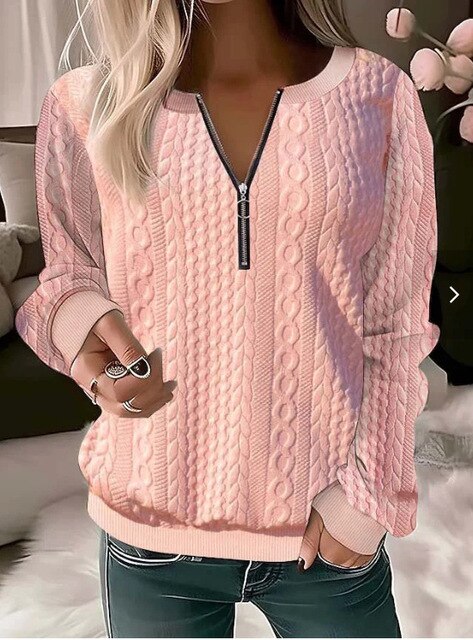 Women's Cable Knit Half Zip Jumper