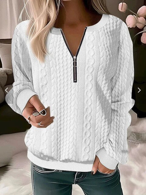 Women's Cable Knit Half Zip Jumper