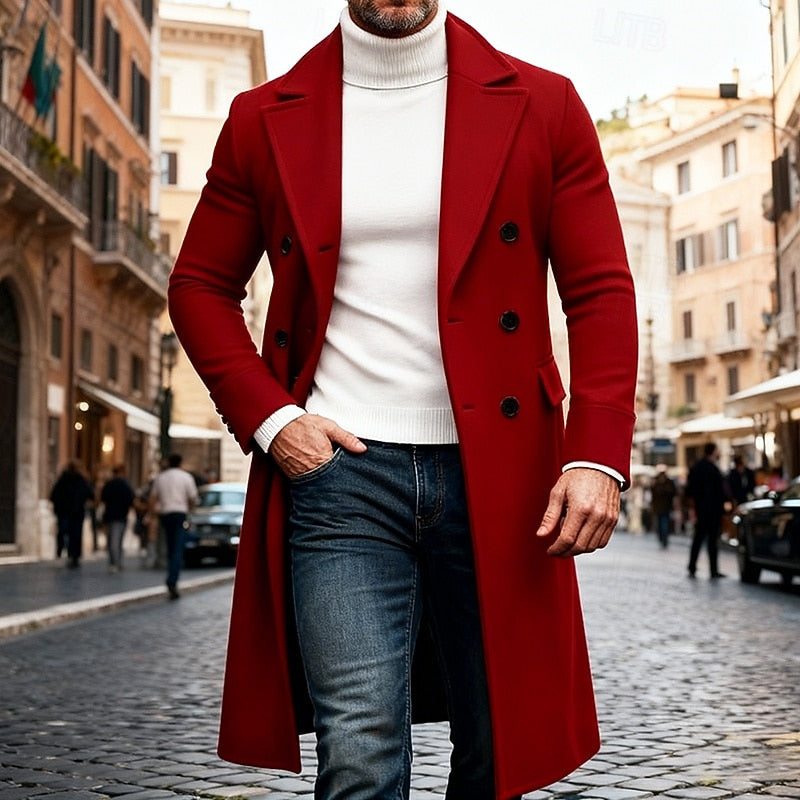 Men's Double Breasted Long Overcoat