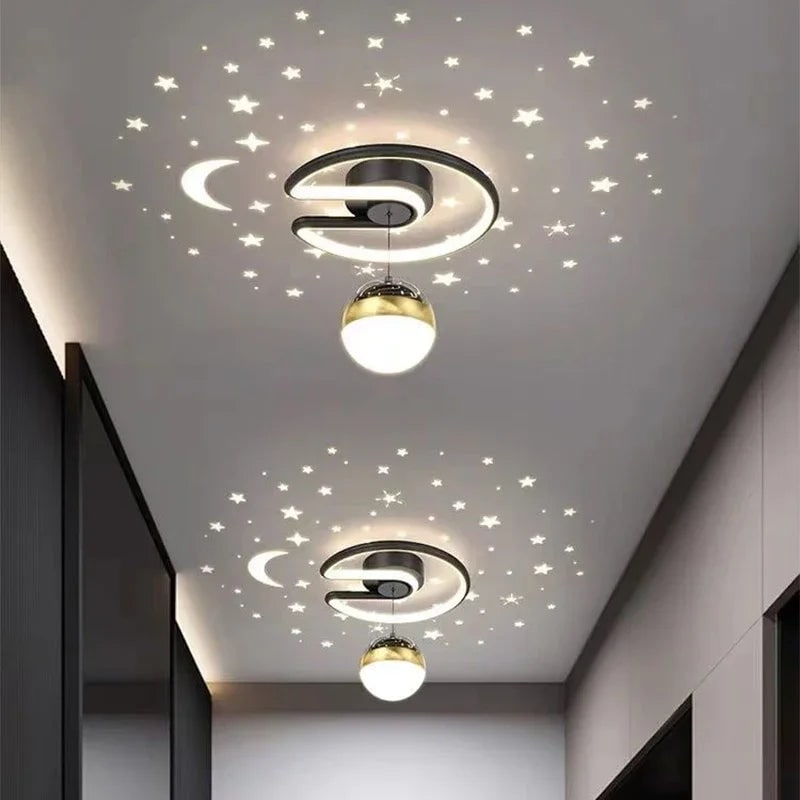 LED Ceiling Light Fixture with Starry Sky Projection Flush Mount Modern Bedroom Lighting - Image 1