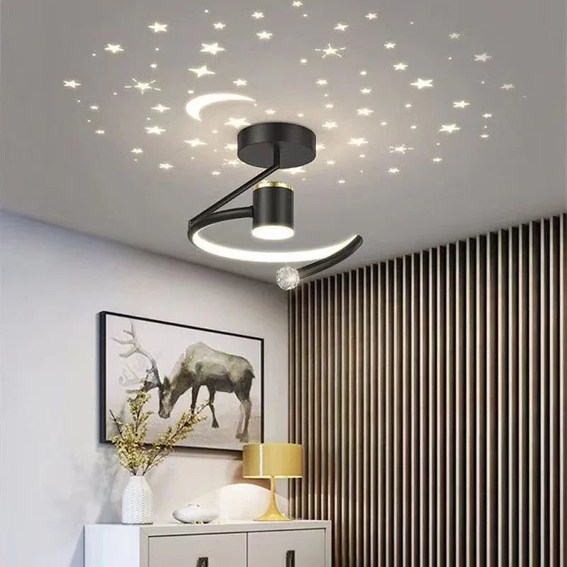 LED Ceiling Light Fixture with Starry Sky Projection Flush Mount Modern Bedroom Lighting - Image 2
