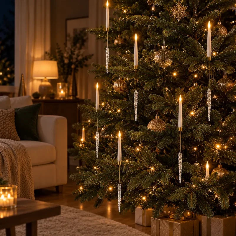 LED Christmas Tree Candles with Flickering Flame and Hanging Ornament Counterweights - Image 10