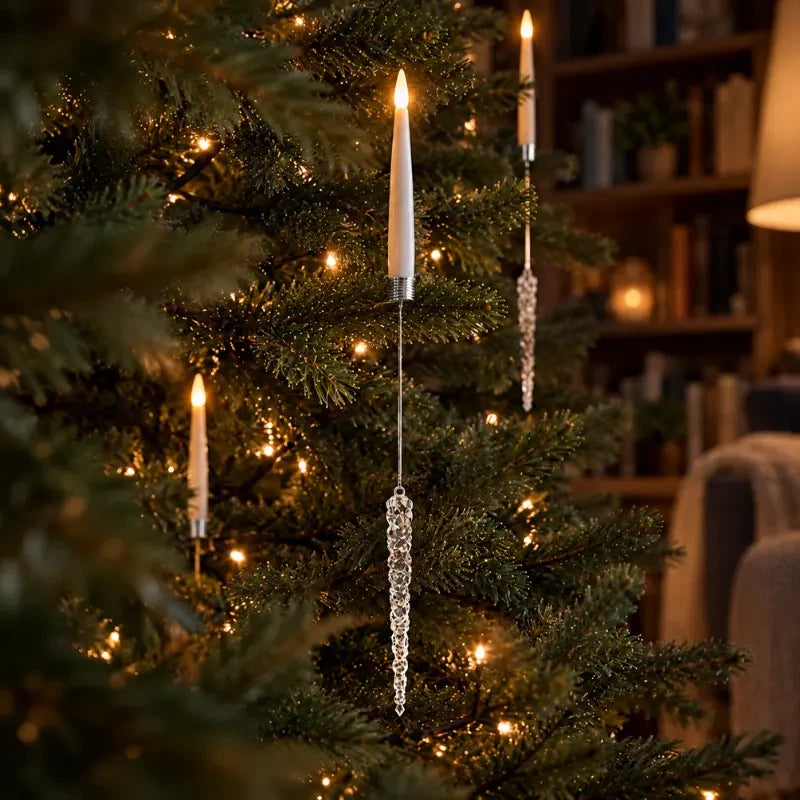 LED Christmas Tree Candles with Flickering Flame and Hanging Ornament Counterweights - Image 11