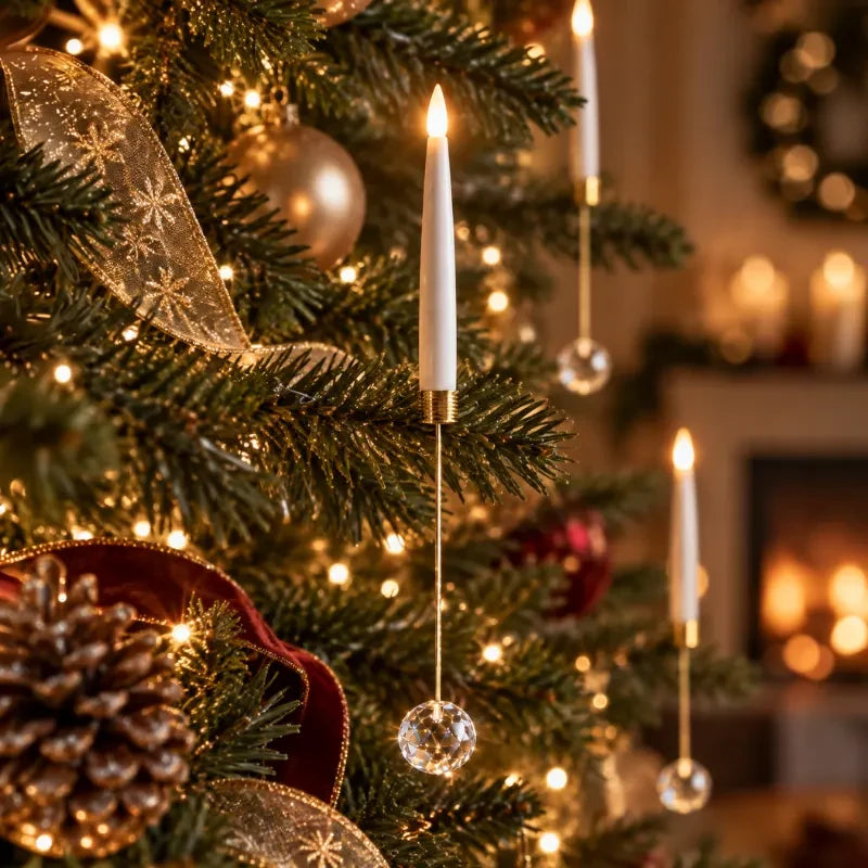 LED Christmas Tree Candles with Flickering Flame and Hanging Ornament Counterweights - Image 2