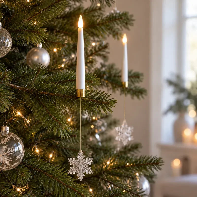 LED Christmas Tree Candles with Flickering Flame and Hanging Ornament Counterweights - Image 3