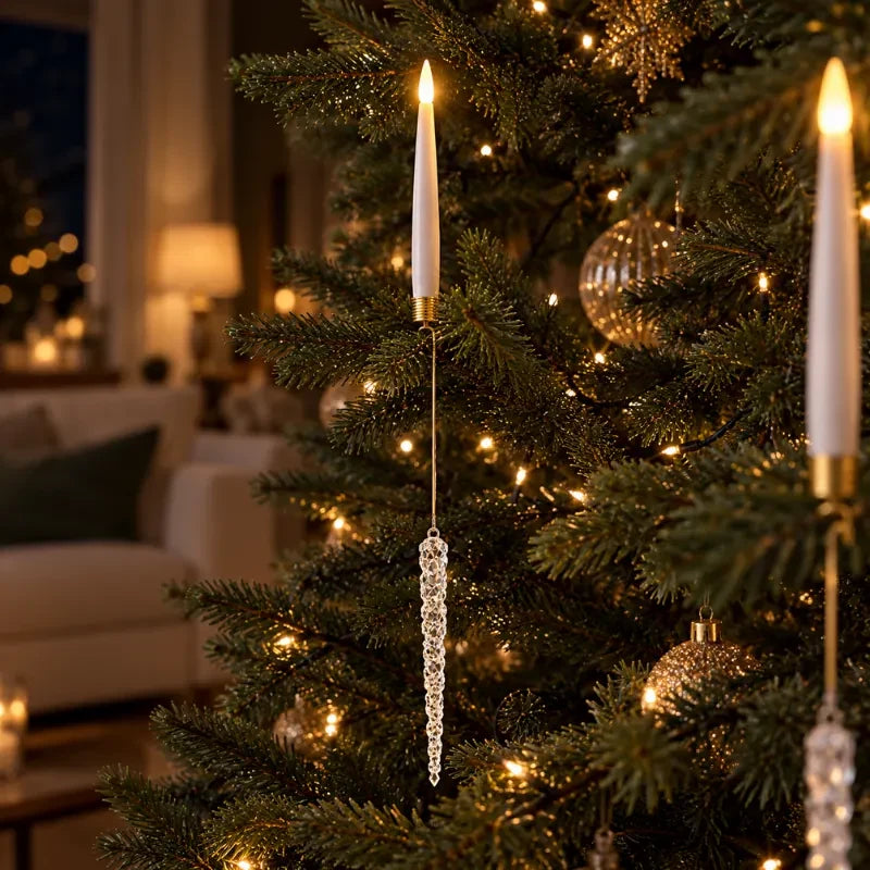 LED Christmas Tree Candles with Flickering Flame and Hanging Ornament Counterweights - Image 4