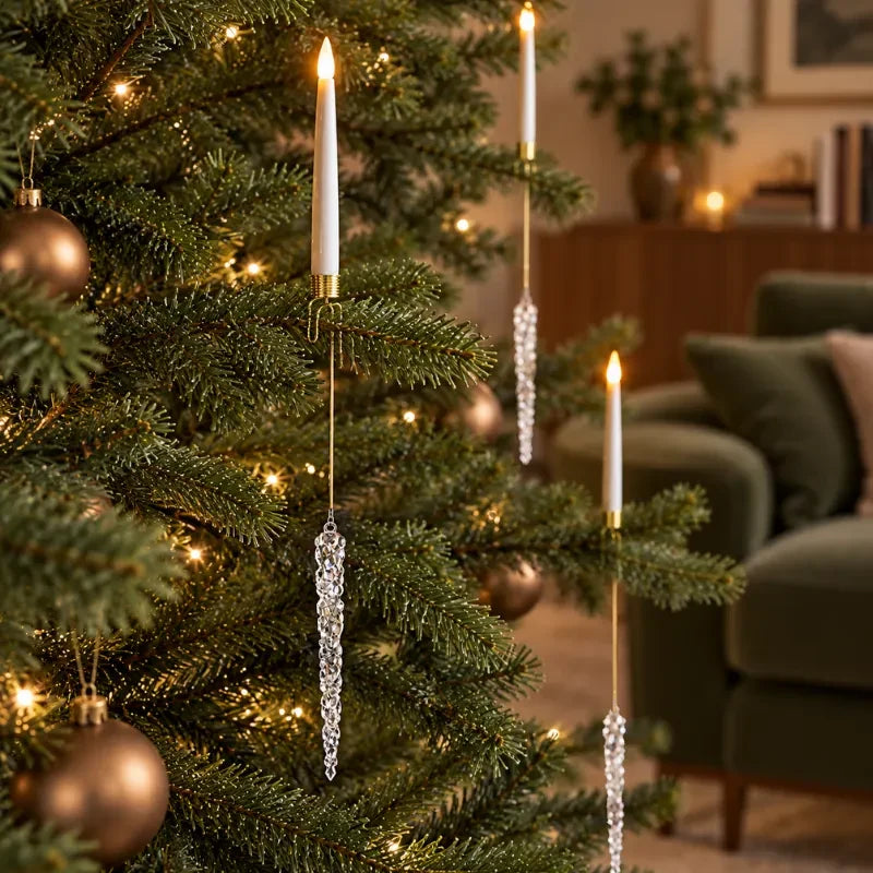 LED Christmas Tree Candles with Flickering Flame and Hanging Ornament Counterweights - Image 6