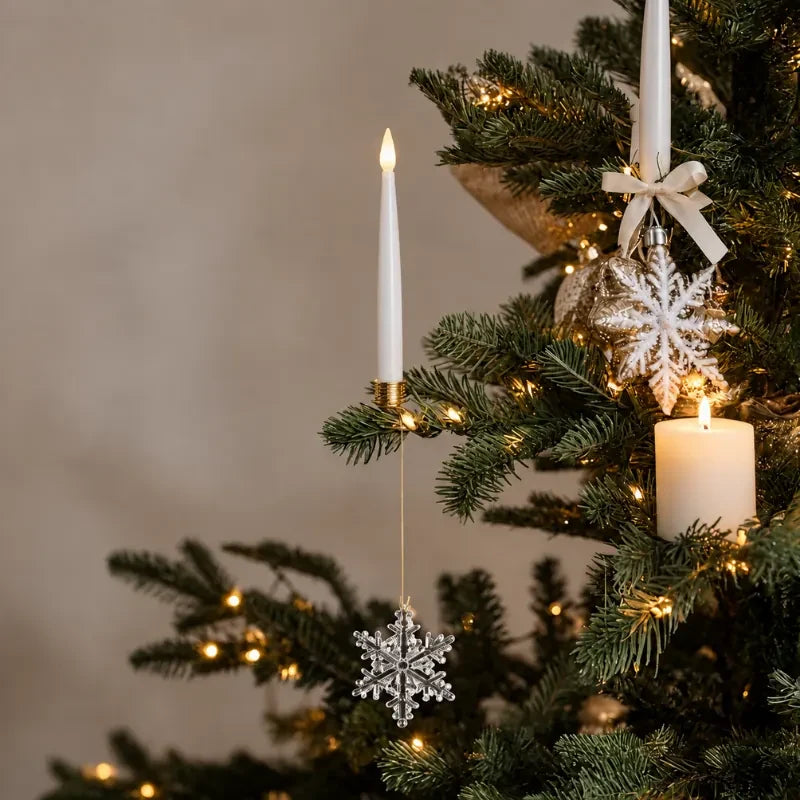 LED Christmas Tree Candles with Flickering Flame and Hanging Ornament Counterweights - Image 8