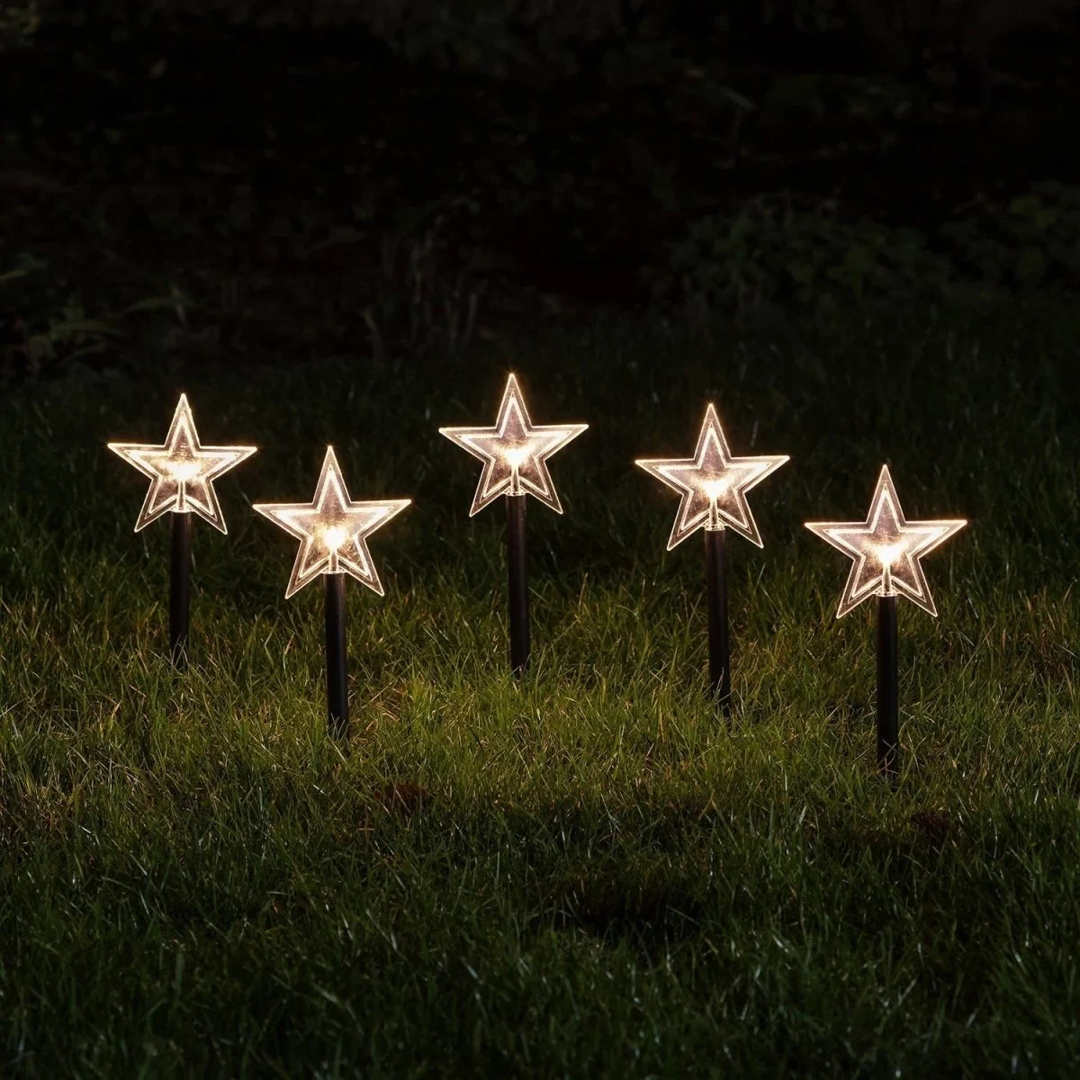 LED Star Pathway Lights with Warm White Glow for Outdoor Gardens and Festive Decorations Set of 5 - Image 2