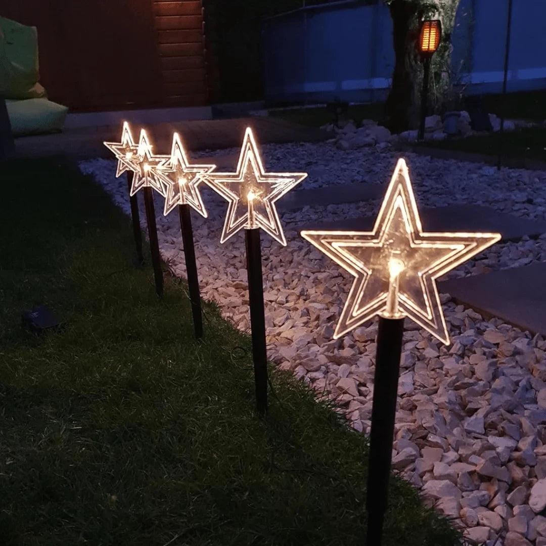 LED Star Pathway Lights with Warm White Glow for Outdoor Gardens and Festive Decorations Set of 5 - Image 3