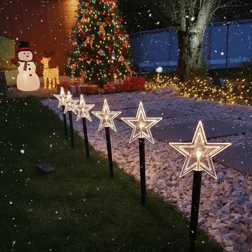 LED Star Pathway Lights with Warm White Glow for Outdoor Gardens and Festive Decorations Set of 5 - Image 4