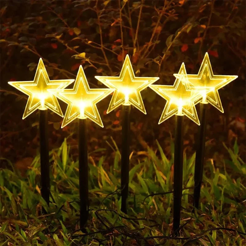 LED Star Pathway Lights with Warm White Glow for Outdoor Gardens and Festive Decorations Set of 5 - Image 5