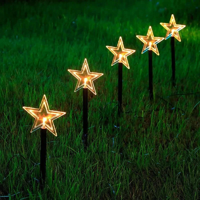 LED Star Pathway Lights with Warm White Glow for Outdoor Gardens and Festive Decorations Set of 5 - Image 7