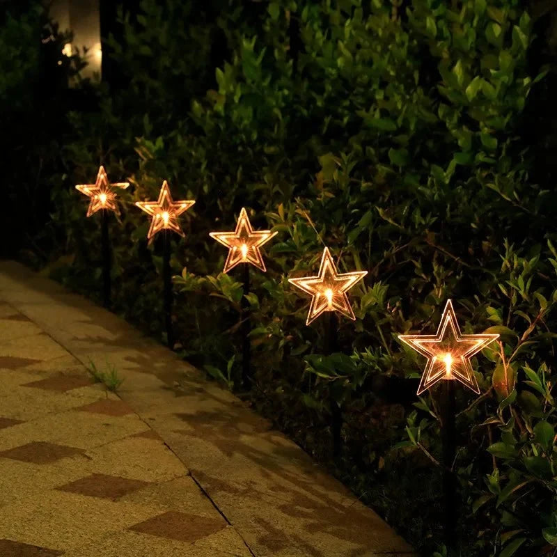 LED Star Pathway Lights with Warm White Glow for Outdoor Gardens and Festive Decorations Set of 5 - Image 8