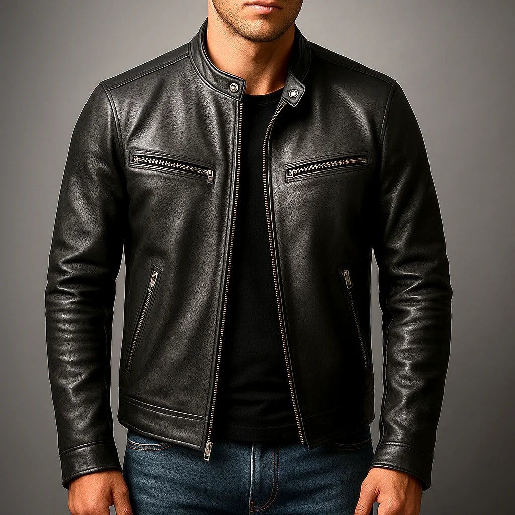 Men's Leather Biker Jacket
