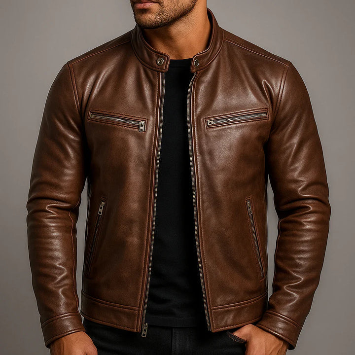 Men's Leather Biker Jacket