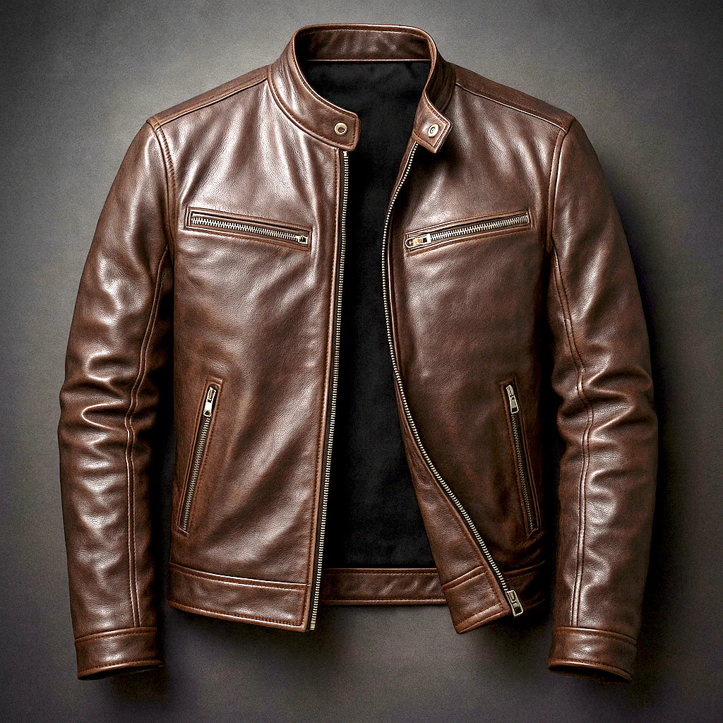 Men's Leather Biker Jacket