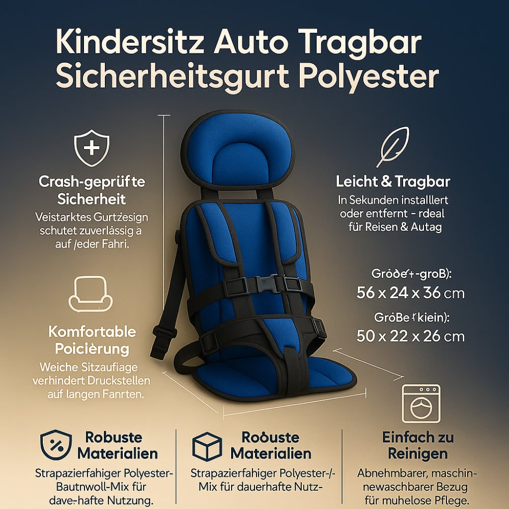 Lightweight Travel Car Seat with Padded Harness and Foldable Design for Kids - Image 2