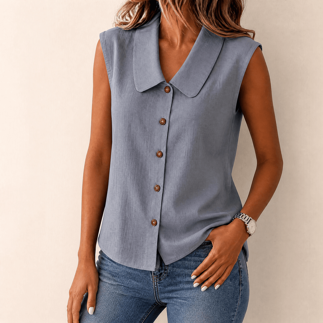 Women's Sleeveless Button Front Blouse