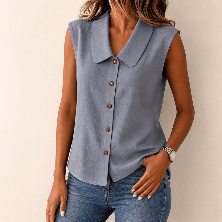 Women's Sleeveless Button Front Blouse