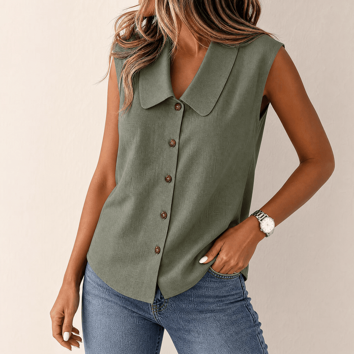 Women's Sleeveless Button Front Blouse