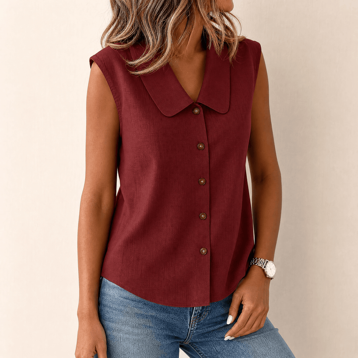 Women's Sleeveless Button Front Blouse