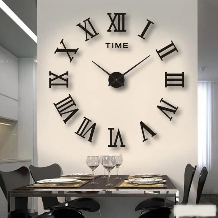 Long Wall Clock with Modern 3D Adhesive Numbers and Silent Quartz Mechanism - Image 10