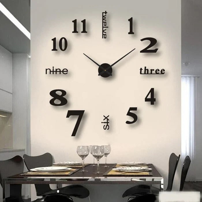 Long Wall Clock with Modern 3D Adhesive Numbers and Silent Quartz Mechanism - Image 14