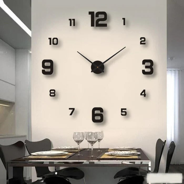 Long Wall Clock with Modern 3D Adhesive Numbers and Silent Quartz Mechanism - Image 5