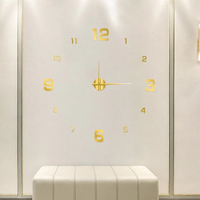 Long Wall Clock with Modern 3D Adhesive Numbers and Silent Quartz Mechanism - Image 7