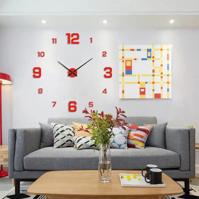 Long Wall Clock with Modern 3D Adhesive Numbers and Silent Quartz Mechanism - Image 8