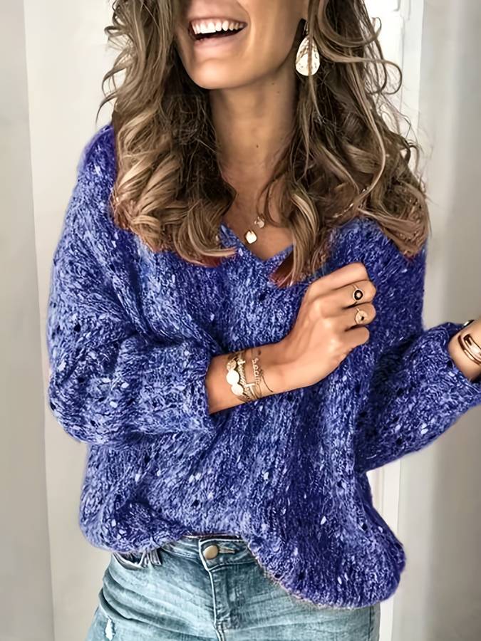 Women's Oversized Knit V-Neck Jumper