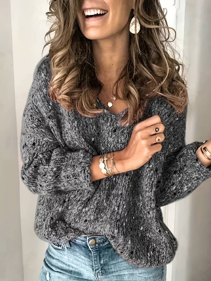 Women's Oversized Knit V-Neck Jumper