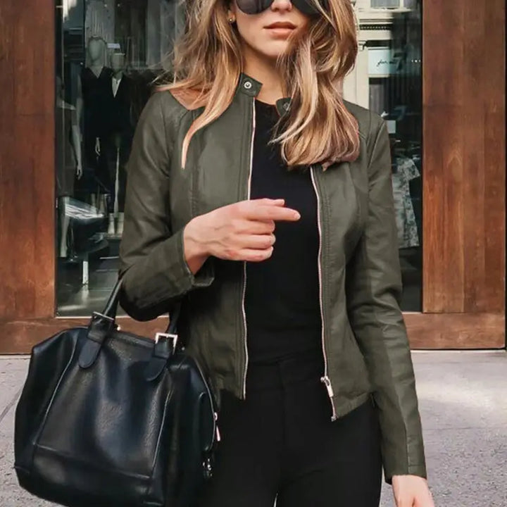 Women's PU Leather Slim Fit Jacket