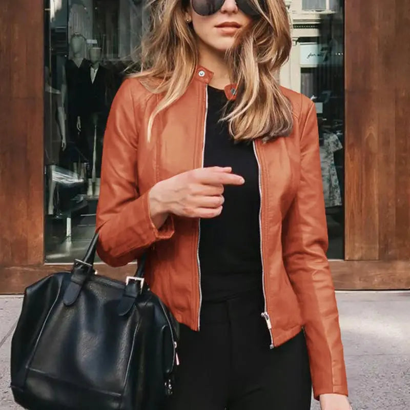 Women's PU Leather Slim Fit Jacket
