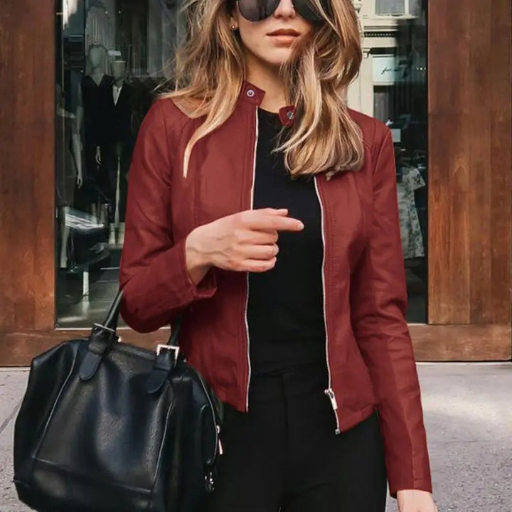 Women's PU Leather Slim Fit Jacket