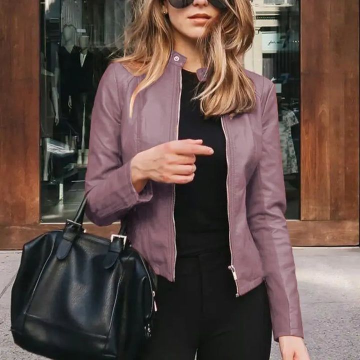 Women's PU Leather Slim Fit Jacket