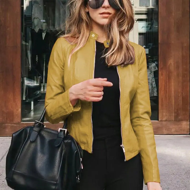 Women's PU Leather Slim Fit Jacket