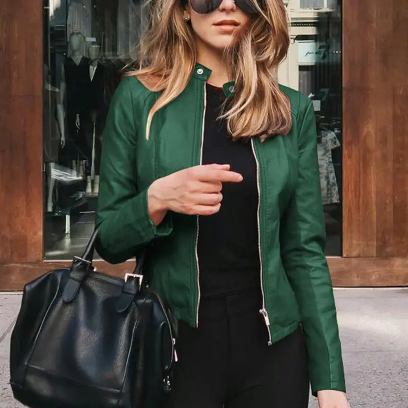 Women's PU Leather Slim Fit Jacket