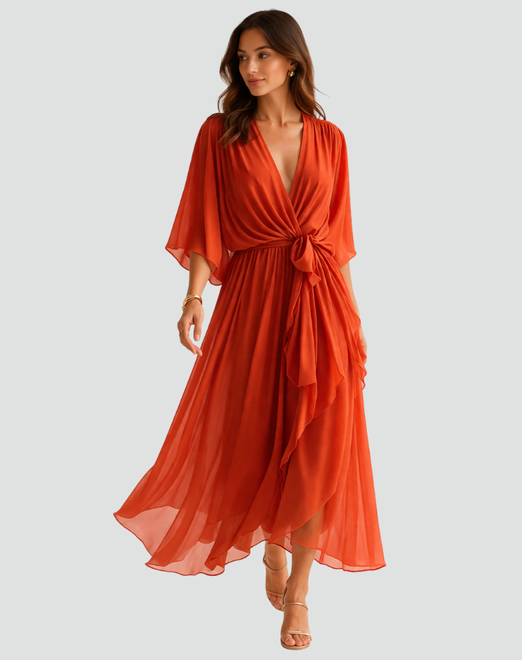 Women's Wedding Guest Wrap Midi Dress
