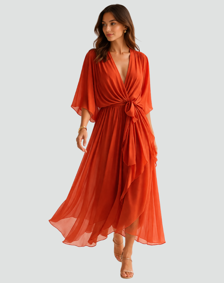 Women's Wedding Guest Wrap Midi Dress