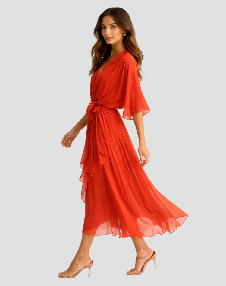 Women's Wedding Guest Wrap Midi Dress